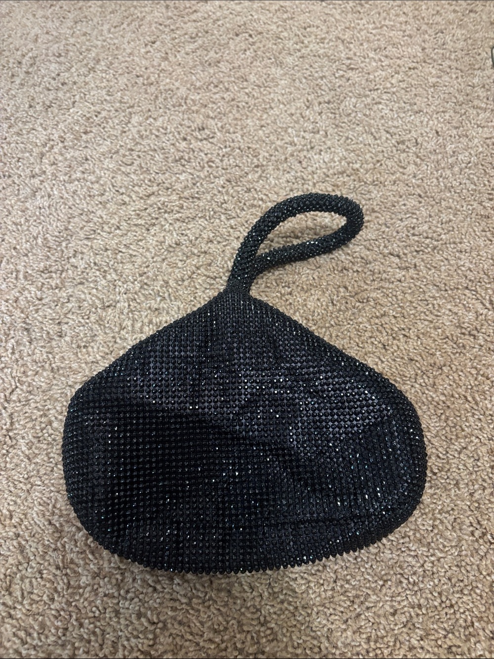 Gunne Sax Black Beaded Wristlet Clutch - Sleek Evening Accessory